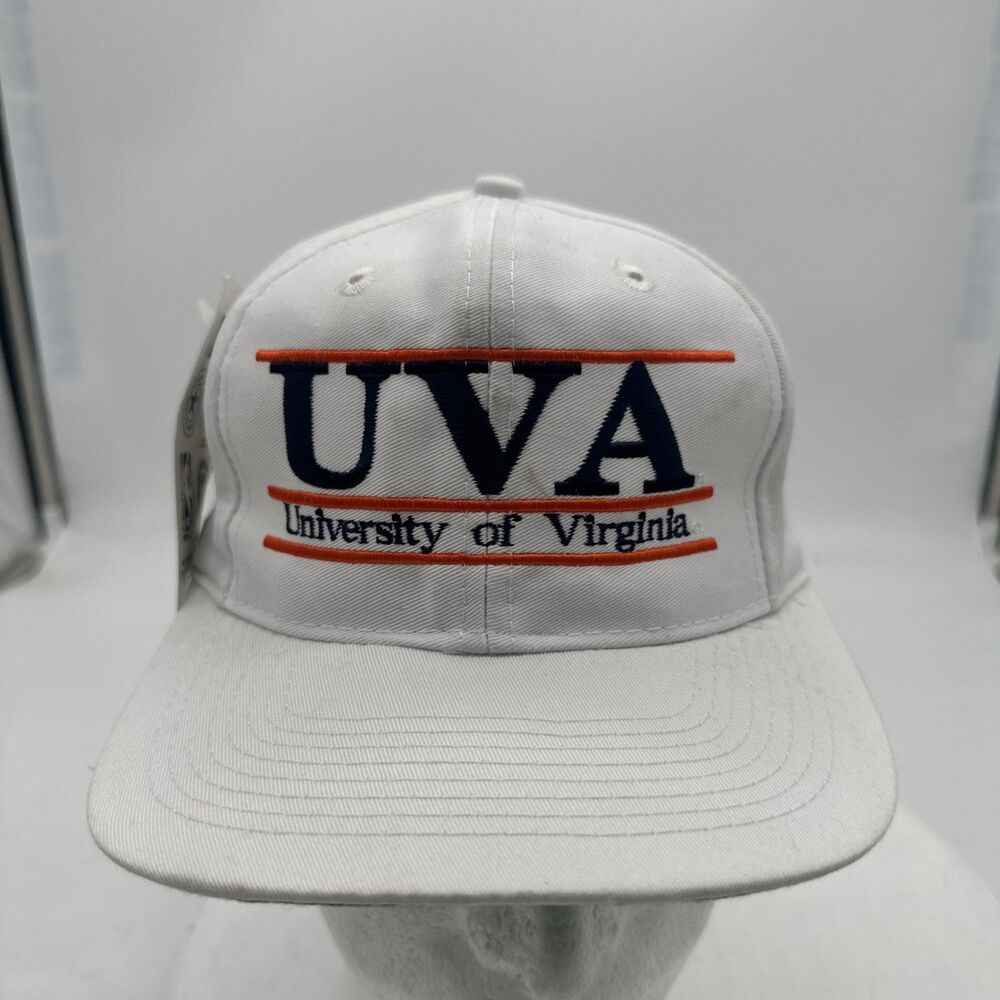 UVA Virginia Cavaliers Hat Cap Snapback Mens White Split Bar The Game Retro